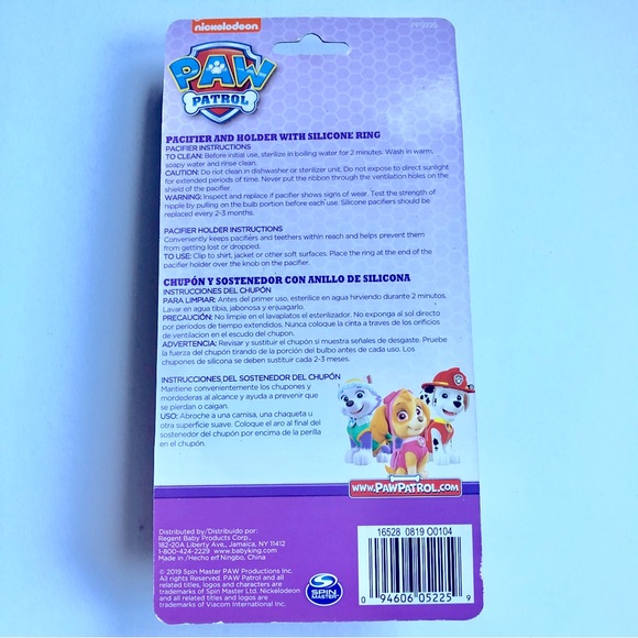 3/$15 NEW PAW PATROL Pacifier & Holder SKYE Nickelodeon Baby 0+months PINK - Picture 5 of 16